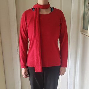 White Stag Red Sweater with Sparkle Scarf